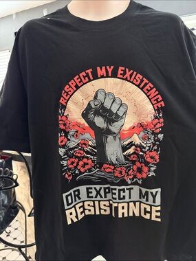 Respect My Existence Black Graphic Tee 2xl